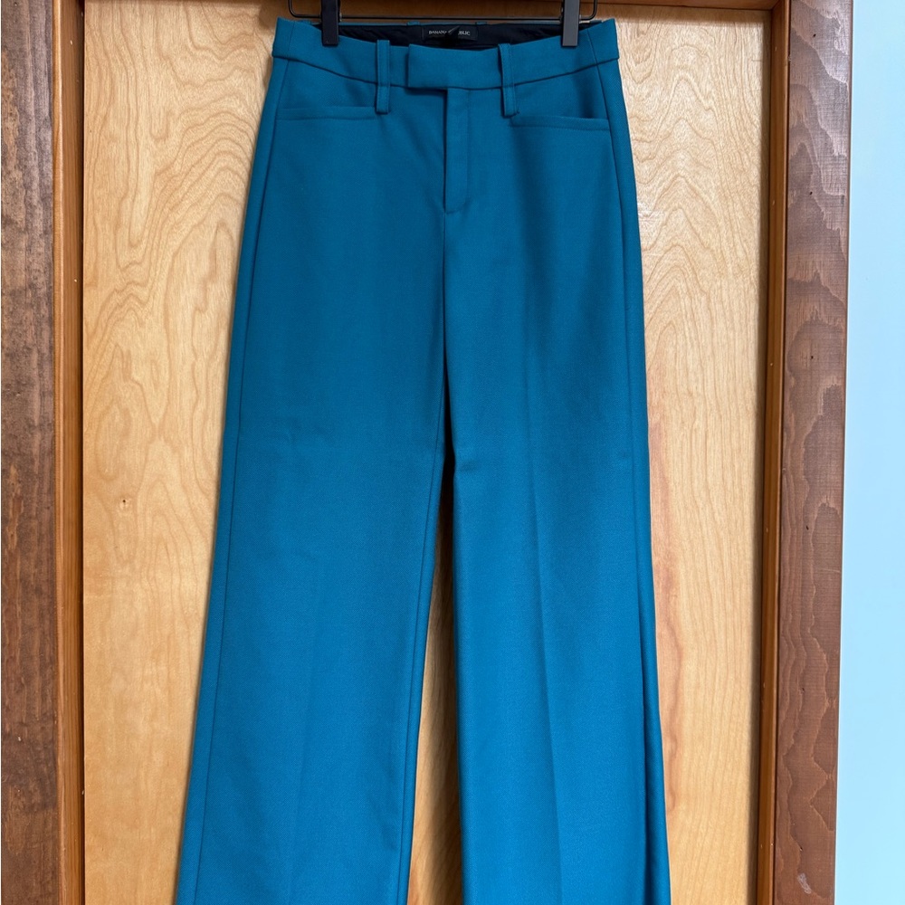 Green High Rise Wide Leg Pants Size 0P Petite